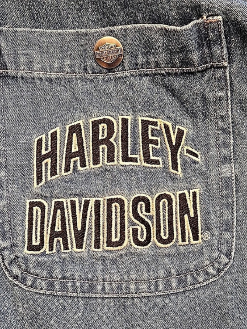 Harley-Davidson American Legend Denim Button-Down Shirt Blue 2XL - Picture 4 of 5